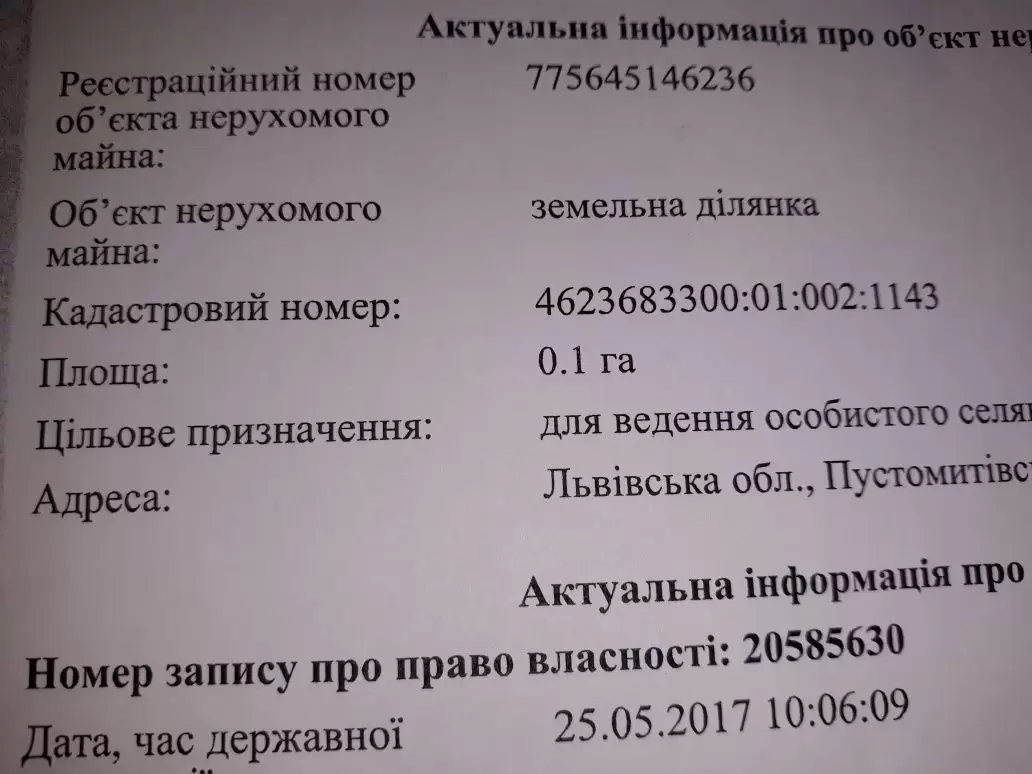 Продаж земля не під житлову забудову  Зубра 