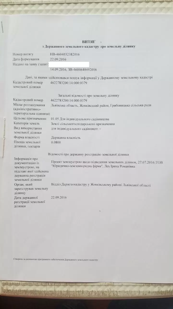 Продаж земля під житлову забудову  Великі Грибовичі 